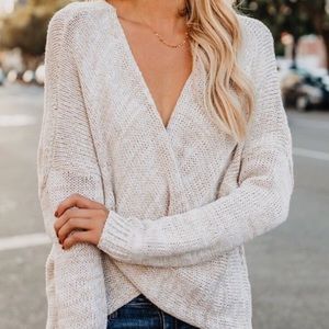Cross front wrap cozy knit sweater *NEW*